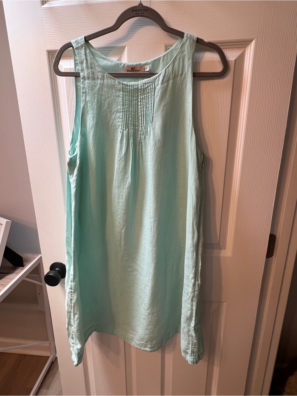 Vineyard Vines Mint Seafoam Pintuck Sleeveless Mini Dress